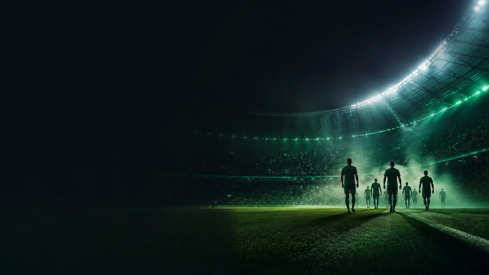 Estádio de futebol iluminado à noite