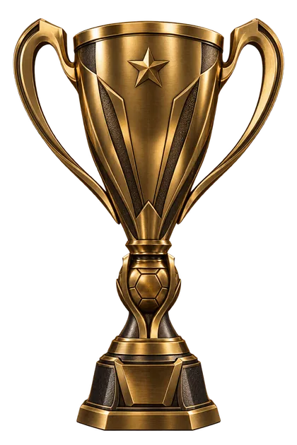 Troféu dourado em uma arena de esports